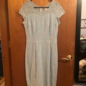 Light blue knee length lace dress